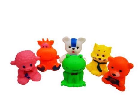 Floating Bath Squeaky Friends - 10cm - Set of 6 Assorted Colours