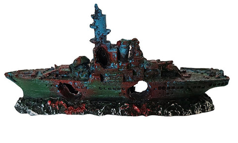 Aquarium Rock Wrecked Ship Decor - 15cm High x 12cm Wide