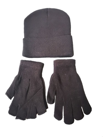 Gloves , Fingerless Gloves and Beanie Set