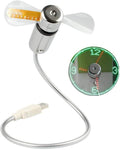 USB Mini Desk Clock & Fan - Fully Adjustable With Soft Durable Blades