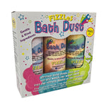 Fizzles bath dust,bathtime fun, fizzles, front side angle shot