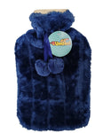 Umlozi Hot water bottle and fleece fur cover Blue, hot water bottle