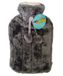 Umlozi Hot water bottle and fleece fur cover Grey, hot water bottle