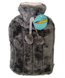 Umlozi Hot water bottle and fleece fur cover Grey, hot water bottle