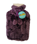 Umlozi Hot water bottle and fleece fur cover Dark purple, hot water bottle