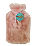 Umlozi Hot water bottle and fleece fur cover light pink, hot water bottle