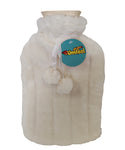 Umlozi Hot water bottle and fleece fur cover white, hot water bottle
