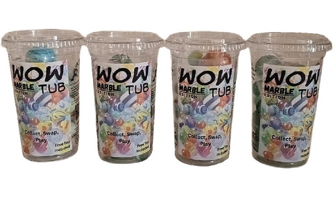 WowTub 4 Pack - Marbles Edition & Collectors Pen End Sqwishland Toy - 220g