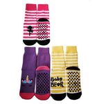 Kids Slipper Socks with Non-Slip Grip Pads - Assorted Pack of 3