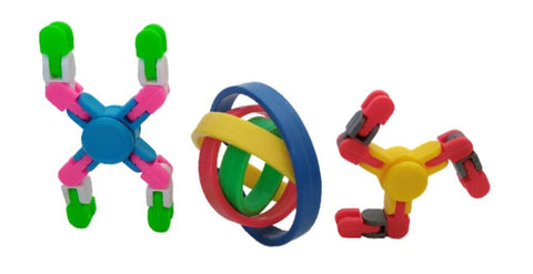 Fidget Toy Set - 3 Pack Assorted colours - Spinners & Gyro Ring
