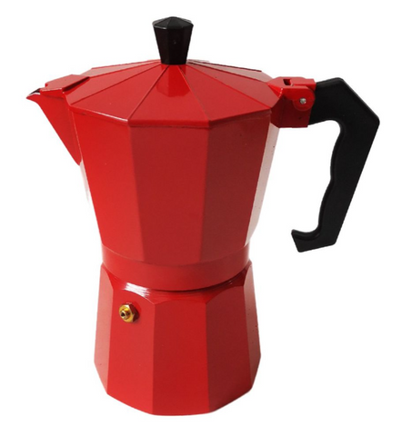6 Cup Aluminium Stove Top Coffee Maker - Assorted Colours