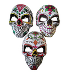 Sugar Skull Halloween Dress Up Masks - 3 Pack Assorted