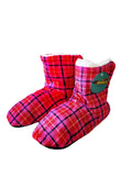 Fluffy Indoor Sherpa Fleece Slipper - Check Boot Style UK 5 - UK 8