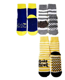 Kids Slipper Socks with Non-Slip Grip Pads - Assorted Pack of 3