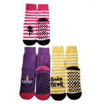 Kids Slipper Socks with Non-Slip Grip Pads - Assorted Pack of 3