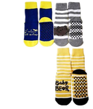 Kids Slipper Socks with Non-Slip Grip Pads - Assorted Pack of 3