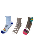 Adult Slipper Socks With Non-Slip Grip Pads -Low Cut -Assorted Pack of 3 - Bunny Edition