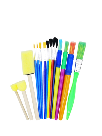 Paint Brush & Sponge Tip Brush Set - 15 Piece Set