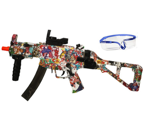 Rechargeable Electric Gel Ball Blaster MP5 Folding Design and Protective Eyewear & 8000 Gel Balls